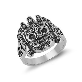 AsAlways Tlaloc Statue Stainless Steel Ring for Men Novelty Hip Hop Punk Fashion Mexico Aztecmythology Jewelry Gift(Size O)