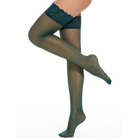 Lidogirl Lace Top Thigh High Stockings 15D Green