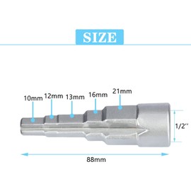 drado Radiator Wrench, Universal Step Wrench with Square Socket 1/2 Inch Radiator Spud Wrench 3/8, 1/2, 3/4, 1-1/4 Inch and 21mm for Sanitary and Radiators