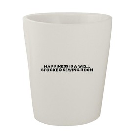 Molandra Products Happiness is A Well Stocked Sewing Room - White Ceramic 1.5oz Shot Glass