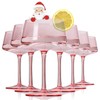 JOVGANK Pink Martini Glasses Set of 6, Hand Blown Colorful