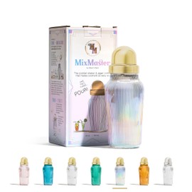 The MixMaster Cocktail Shaker with Strainer and Jigger Measuring Cap - Art Deco Leakproof Glass Drink Mixer for Crafting Cocktails - Innovative Home Bartending Supplies and Accessories - Iridescent