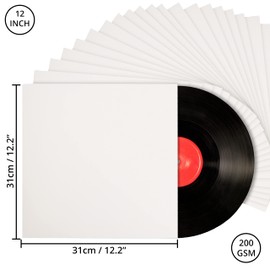 BELLE VOUS 12-Inch White Vinyl Record LP Outer Sleeves (25 Pack) - L31 x W31cm / 12.2 x 12.2 Inches - No Centre Hole, Acid-Free Protection Jackets - Blank Unfinished Album Covers