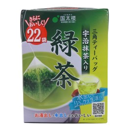 Japanese Kunitaro Pyramid Tea Bags Green Tea With Uji Matcha, 22 servings, 44g, Hot & Cold Brew