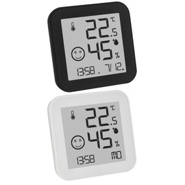 TFA-Dostmann Digital Thermo-Hygrometer with Comfort Zone Black & White TFA 30.5054 E-Ink Display - High Contrast and Anti-Glare (Set of 2 Black + White)