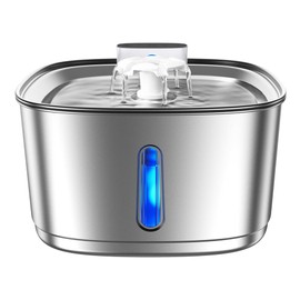 GinGine Wireless Cat Water Fountain 108 OZ(3.2L) Stainless Steel Pet Water Fountain for Cats & Dogs | 4000mAh Battery Operated with Motion Sensor | Multi - Filtration System(Plug not Included)
