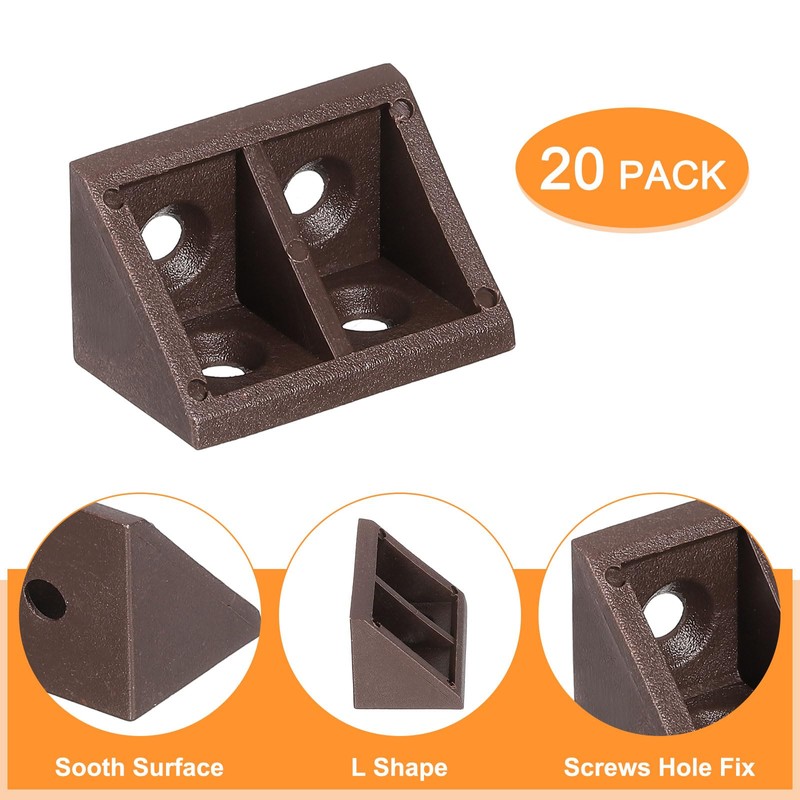 sourcing map 20Pcs Plastic Corner Braces, 90 Degree Corner Bracket,