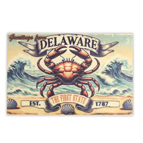 Mad Mags Delaware Wooden Postcard, The First State Crab Beach