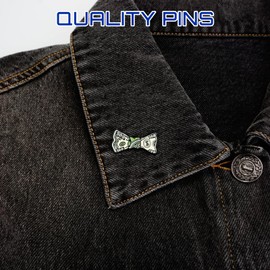 Herxion Funny Pins for Backpacks, Dollar Bow Tie Enamel Lapel Pin for Men, Women, Girls, Boys. Money Hip Hop Durable Hat Pins For Lanyard, Bags, Caps, Clothes, Backpack.