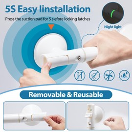 Shower Grab Bar for Bathtubs and Showers,No Drilling Shower Grab Bars for Seniors,Heavy Duty Shower Grab bar with Strong Suction Cup,Removable Shower Grab Bars Suction