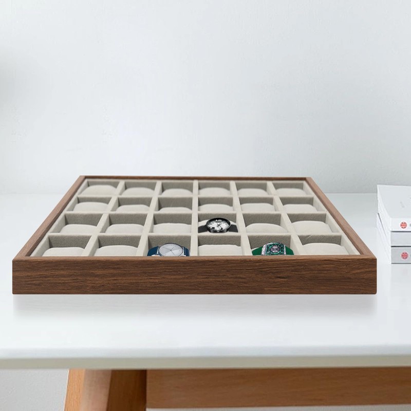 24 Grid Watch Tray Jewelry Organizer Wooden Box Organizer Display