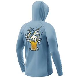 Palmyth Fishing Hoodie for Men Long Sleeve Sun Protection UV UPF 50+ Shirts Airy Blue Sail Ale L