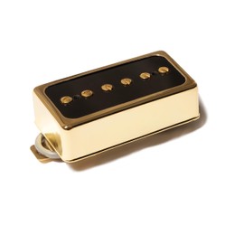 LAMSAM P90 Tone Pickup, Humbucker-sized Single Coil Bridge Position Pick Up Loaded Rubber Magnets, as Replacement Parts for Standard-Humbucker Sized Pickup on Electric Guitar, Gold-90GB