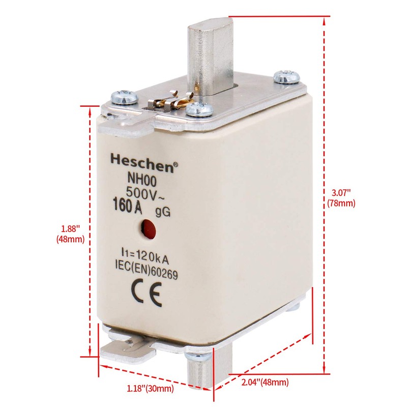 Heschen NH Fuse Insert NH00 160A gG Front Indicator Combi