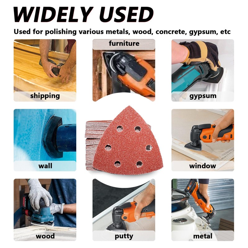 FEIHU Delta Sandpaper Triangular Sander, Pack of 60 Sandpaper for