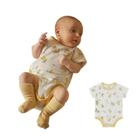 [Konny] Newborn Cotton Mesh Bodysuit, Zero Worries about Fatigue, Summer Clothes, Comfortable, Breathable, Coveralls, Suitable for Sensitive Skin! 100% Cotton, Soft Material, Short Sleeve, Newborns
