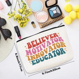 Teacher Gifts Cosmetic Bag Positive Teacher Appreciation Gifts Makeup Bag Best New Teacher Gifts Teacher Stuff Retirement Gifts for Women Coworkers Teacher of The Year Christmas Birthday Valentines