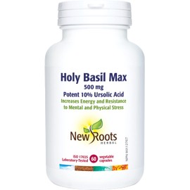 New Roots Herbal - Holy Basil Leaf Extract with Ursolic Acid 500mg, 60 Capsules - Healthy Supplement for Joint Support and Cholesterol Management - Organic Tulsi Capsules for Overall Wellness