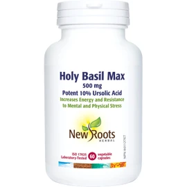 New Roots Herbal - Holy Basil Leaf Extract with Ursolic Acid 500mg, 60 Capsules - Healthy Supplement for Joint Support and Cholesterol Management - Organic Tulsi Capsules for Overall Wellness