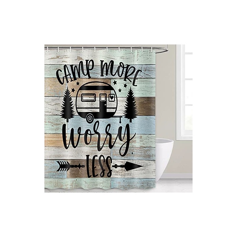 Boziqr Camper RV Shower Curtain Travel Trailer Bathroom Accessories Decor