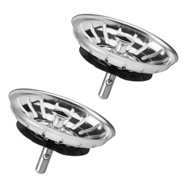 Pack of 2 Diameter 80 mm Stainless Steel Strainer Basket Sink, Universal Drain Plug Kitchen Sink, Clog-free Drain Lid Sink, Drain Plug with Strainer, Sink Plug for Kitchen Sink, Bathroom Sink