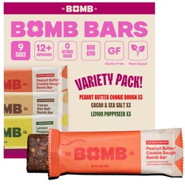 The Bomb Co. Bomb Bars Variety Pack, Healthy Snacks, Plant Based Bars With Superfood & Super Seeds, On the Go Snack & Breakfast Bar, Energy Support, Gluten Free, Non GMO, Dairy Free