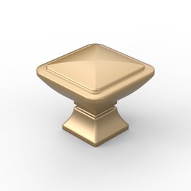 Amerdeco 10 Pack Champagne Bronze Square Kitchen Cabinet Knobs Cabinet Hardware Single Hole Cabinet Pulls Drawer Knobs and Pulls for Bathroom Cabinets ZH0019