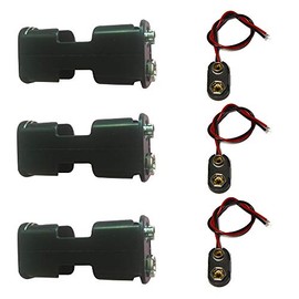 LampVPath 3 Pcs 2 x 1.5V (3V) AA Battery Holder Leads with 3 Pcs 9V I Type Snap Connector Plastic Housing Two Layers Battery Case