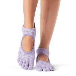 toesox Women’s Bellarina Full Toe Grip Socks – Non-Slip Pilates Socks, Yoga Socks with Grips, Barre Socks, Dance Socks Heather Purple