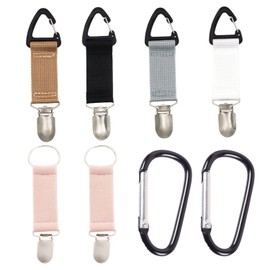 Pack of 4 hat clips and 2 pocket clips, equipped with 2 carabiners, portable clips, anti-lost hat clips, multi-purpose clips, bag accessories