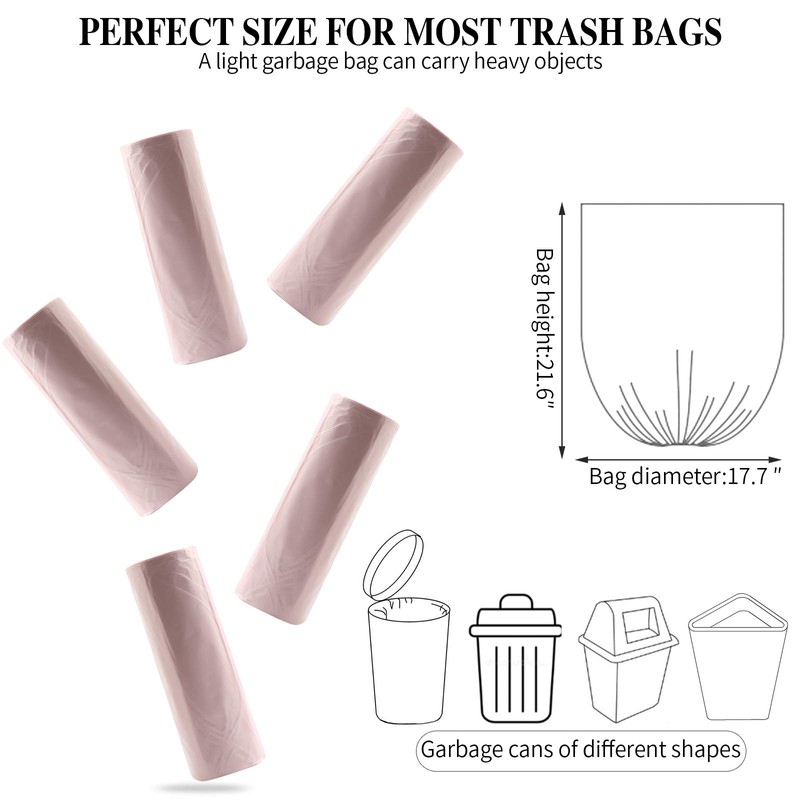 5 Rolls Small Trash Garbage Bags, 4 Gallon Strong Thin