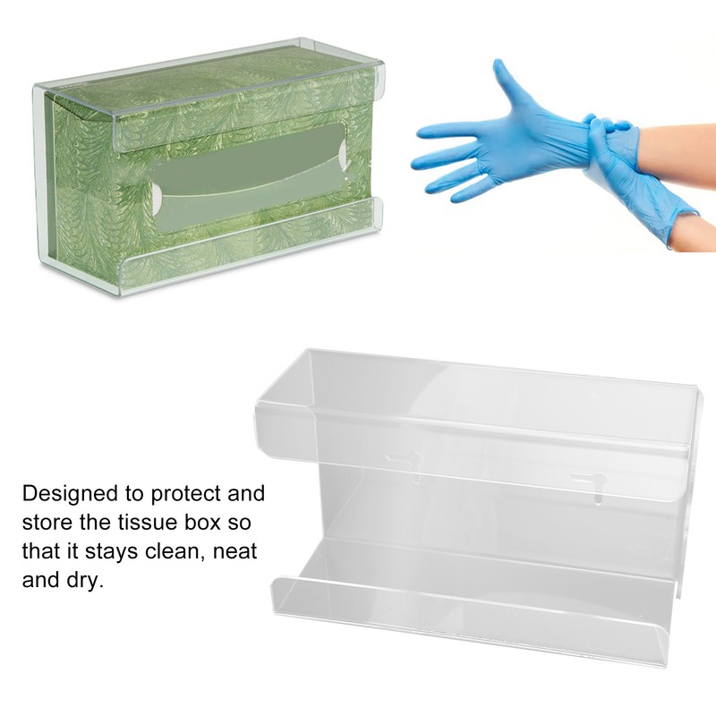 Glove Box Holder Dispenser Wall Mounted Tissue Holder Clear with