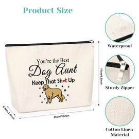 Dog Auntie Gifts Makeup Bag Funny Gift for Women Gifts for New Puppy Dog Pet Owner Rescue Gift Zipper Pouch Mother's Day Birthday Presents for Aunt Sitter Mum Her Travel Cosmetic Bag