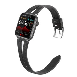 Compatible with EarlySincere Smartwatch Bands,Lamshaw Slim Vintage Leather Strap Replacement Compatible for EarlySincere T12/T13/T21/T22/ Smartwatch (Black)