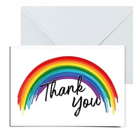 Papa Prints 12 x Thank You Card with Envelopes (149 x 105 mm) Rainbow Pack of Thank You Cards Kids Landscape Postcard Notes for Birthday Wedding Graduation Baby Shower