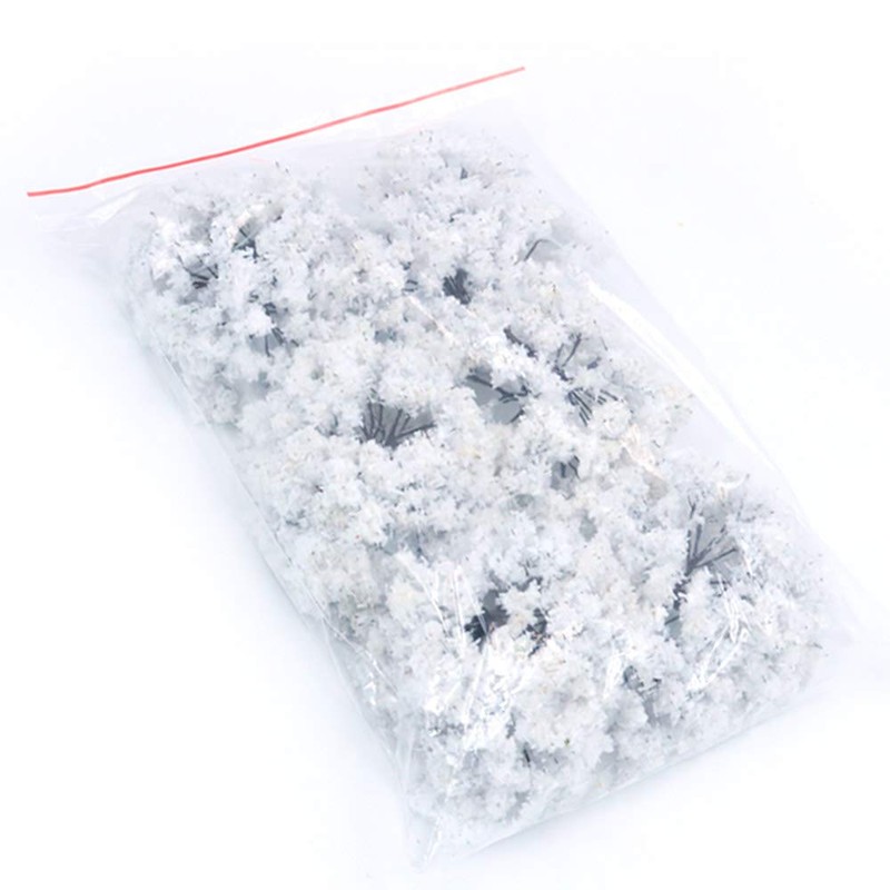 ANCLLO 25pcs Model Trees Model Trains Scenery 6.5cm Mini Snow