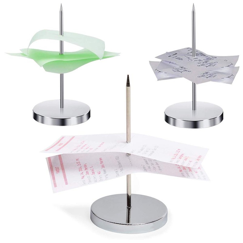 NETUME Metal Receipt Spike Holder, Silver, Straight Rod - 3