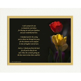 Sister-in-Law Gift with "Thank You Prayer for Best Sister in law" Poem. Red & Yellow Tulips Photo, 8x10 Double Matted. Special Birthday Gifts, Thank You Gift or Christmas Gift for Sister-in-Law.