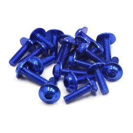 uxcell 20pcs M6 X 20mm Blue Aluminum Alloy Motorcycle Hex Socket Head Bolts Bumper Screws Universal Replacement