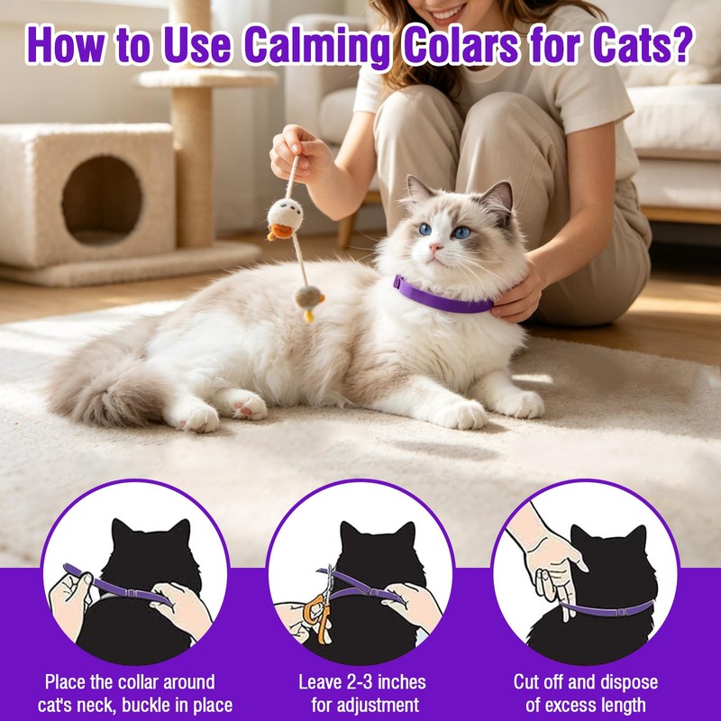 Zimloo Calming Collar for Cats, Adjustable Cat Anxiety Relief Collar