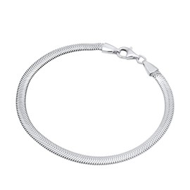 Kuzzoi Silver bracelet for men, handmade, men's bracelet made of solid 925 sterling silver, flat herringbone bracelet for men, herringbone pattern, width 4 mm, 0201852821, 19 centimeters, Sterling