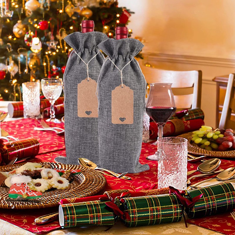 Penubuy Premium Hessian Wine Bag, gray, Pack sack
