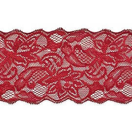 Trims by the Yard 5 Yards of Breanne 3 1/4" Stretch Raschel Lace Trim, Wine