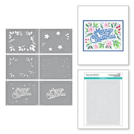 Spellbinders Merry Christmas Foliage Stencil, Clear