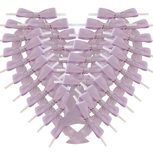 Micomon 50pcs 2-1/2" Lavender Satin Ribbon Bows with Twist Ties