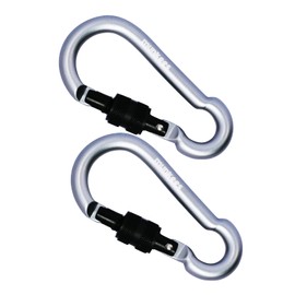 munkees 2-Pack 8-Shaped Carabiner with Lock Clips Keychain, Spring Snap Caribeener, Aluminum Buckle Hook Accessories Grey