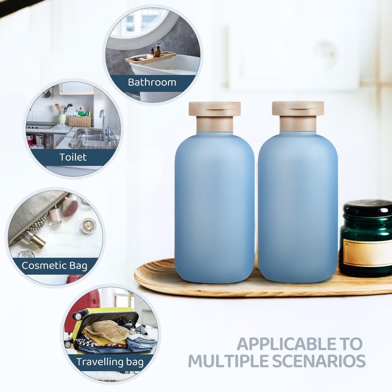 Baluue 2pcs Travel Shampoo Bottles Refillable Toiletry Containers with Wide