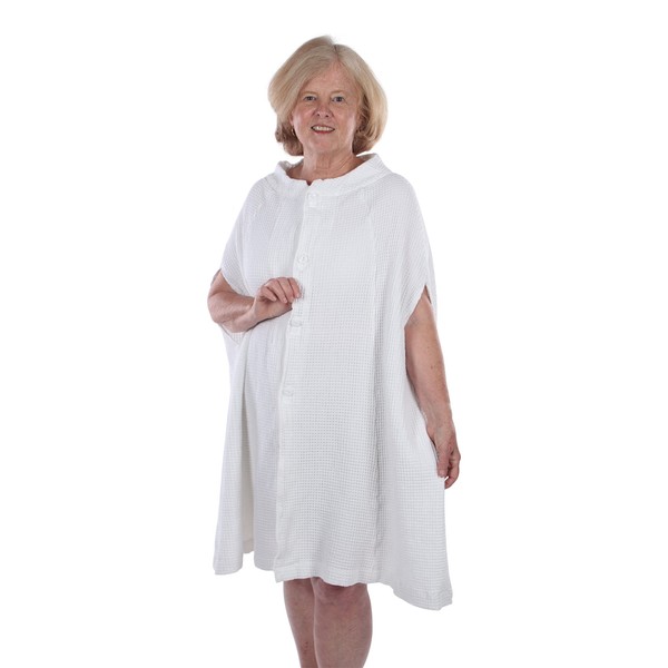 Granny Jo Products Unisex-Adult's Bath Cape, White, Small/Medium