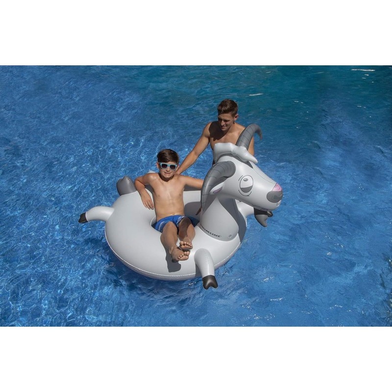 Swimline Inflatable Goat Swim Ring, Grey,56"/46"/16"-44"