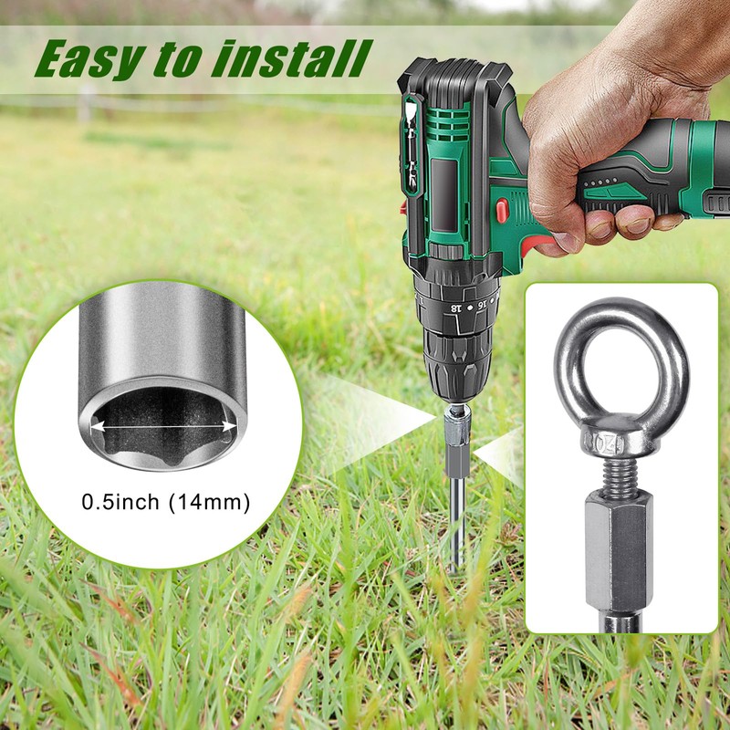 Insaga 30'' Ground Anchors Screw in Heavy Duty 12mm Solid